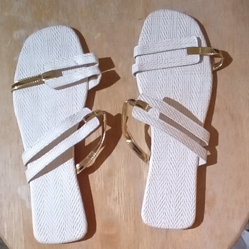 Elegant White and Gold Women's Sandals